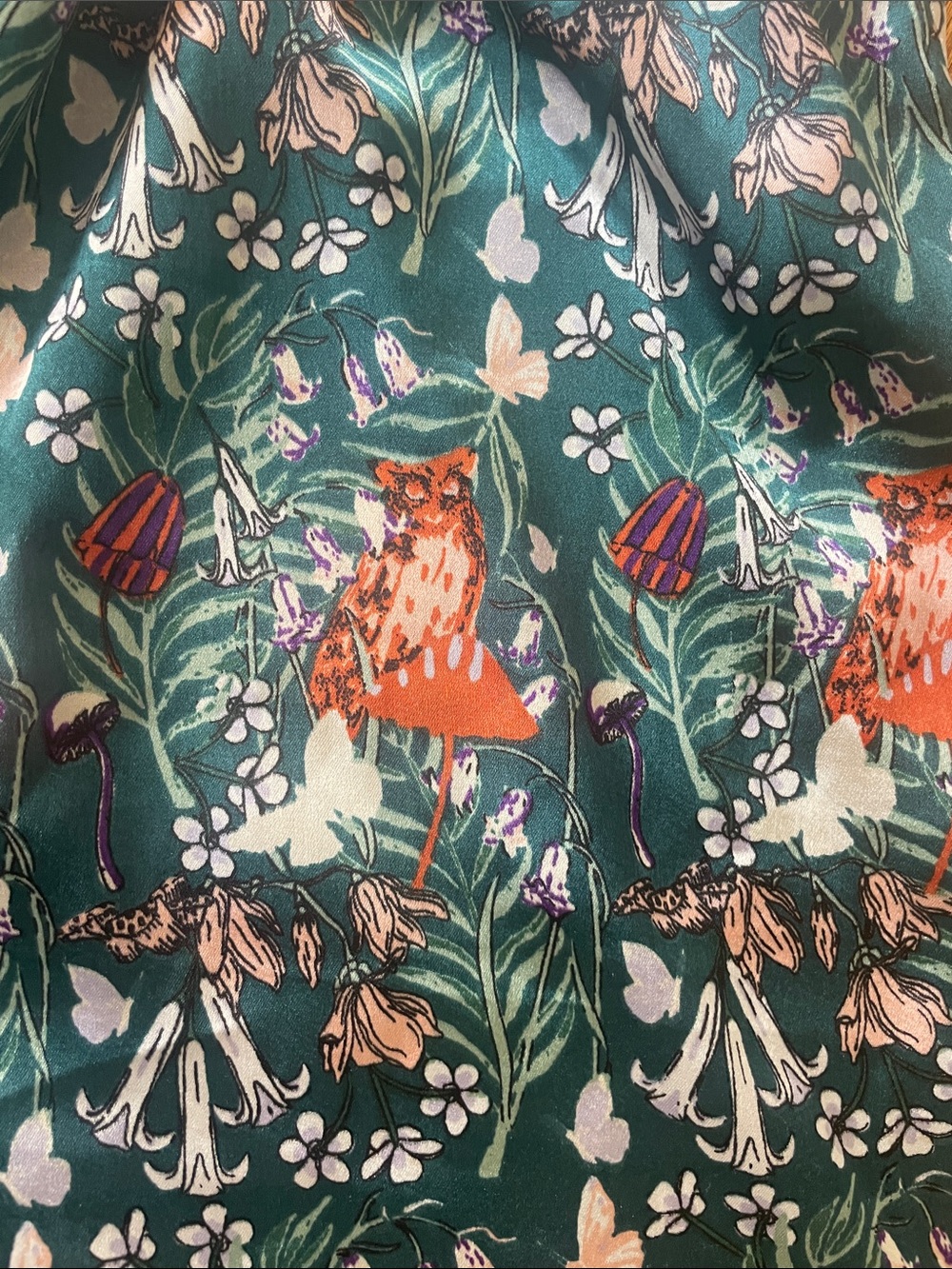 Their Nibs Anthropologie FOREST OWL & FLORAL PRINT GREEN PAJAMA SHORTS BOTTOM - Picture 3 of 4